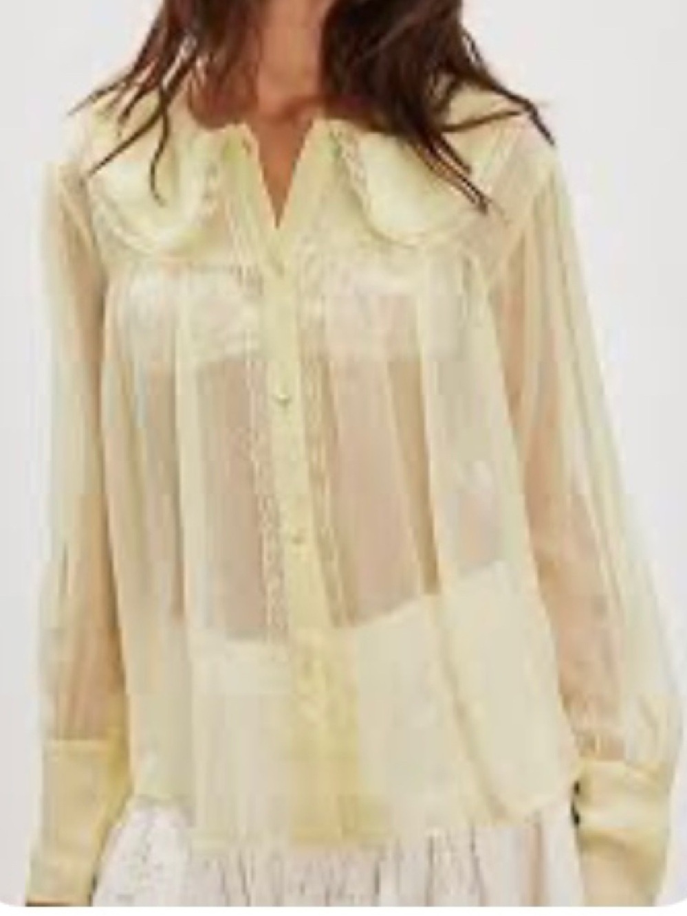 NWT Free People x Nigel Preston Pagen Blouse Peter Pan Collar Lemon Drop S